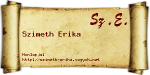 Szimeth Erika névjegykártya